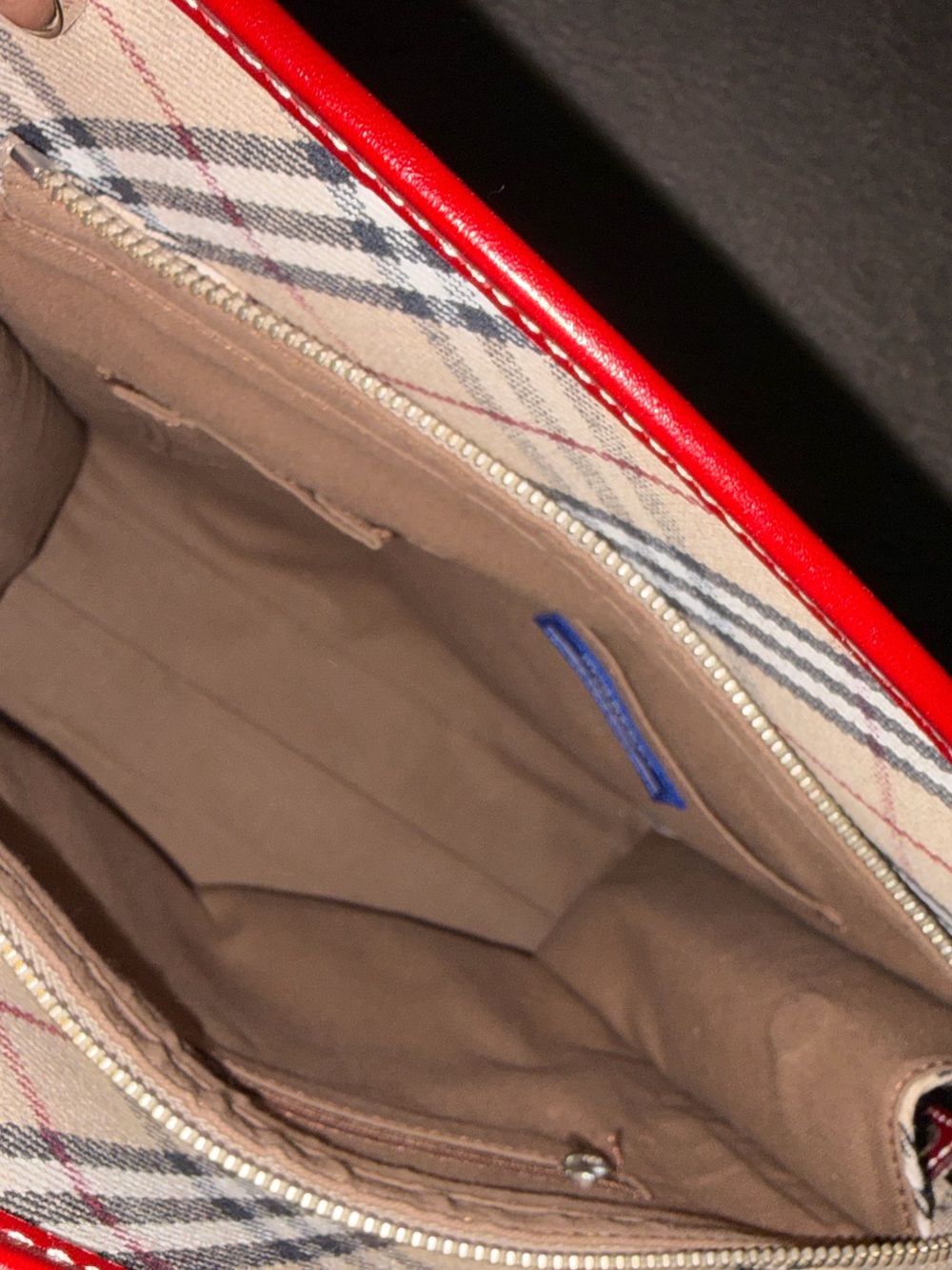 Authentic Burberry Blue Label Canvas Tote Bag with Red Trim (COA ATTACHED) - Picture 7 of 11